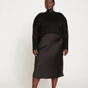 NWT - Universal Standard - Diane Satin Bias Midi Skirt - Black - M